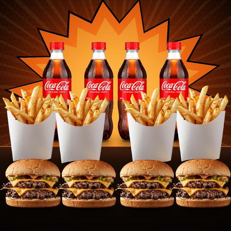 Сімейний сет: 2 Подвійних Bang!, 2 Класичних Bang!, 3 великі фрі та 4 Coca-Cola 0,5 л